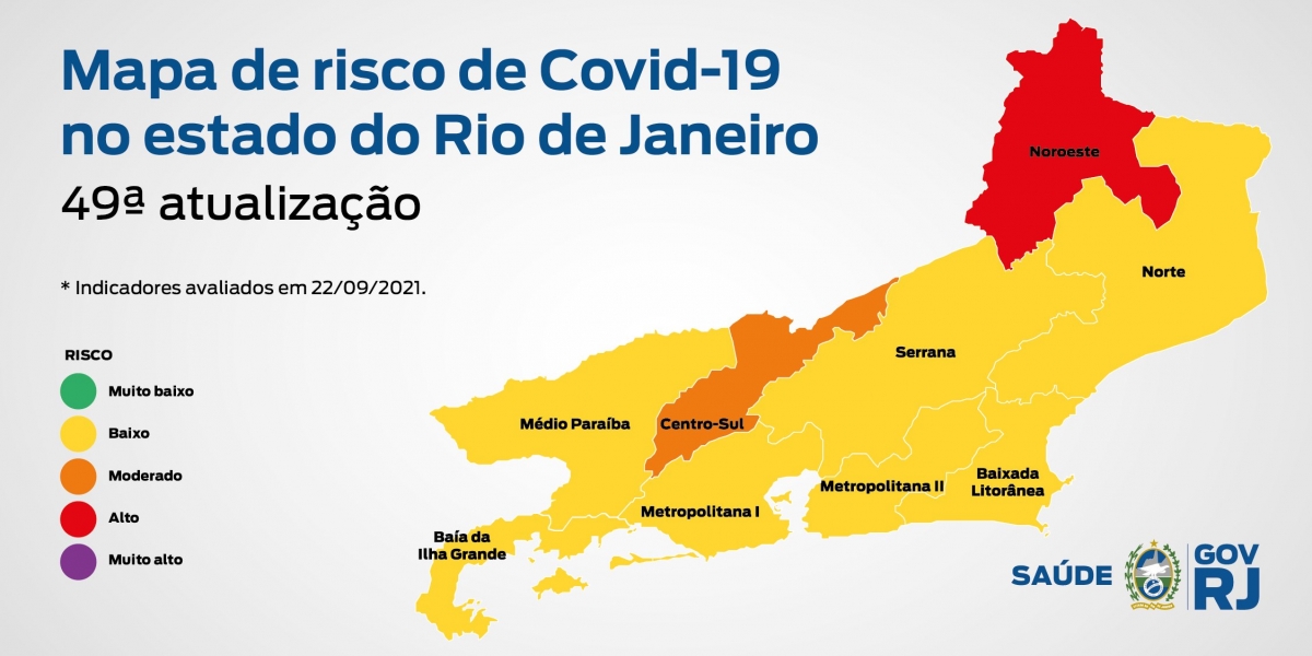 49ª atualização do Mapa de Risco da Covid-19 no estado do Rio de Janeiro.