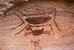 Pintura rupestre no Parque Nacional da Serra da Capivara, no Piauí 