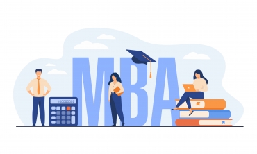 Desenho de pessoas a volta das letras "MBA"