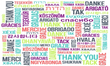 imagem: palavra obrigado em diferentes línguas