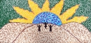 Mosaico feito por alunas do curso de artesanato oferecido pela Cáritas a refugiados e solicitantes de refúgio.