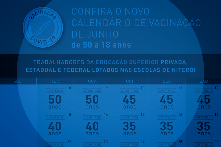 Calendário prevê vacinação de todos os trabalhadores de educação de Niterói até final de junho