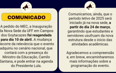 Reagendamento da inauguração da nova sede da UFF de Campos dos Goytacazes