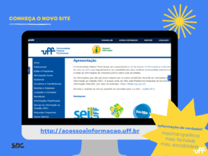 Imagem da página inicial do novo site do serviço de acesso à informação em uma tela de computador com uma chamada para conhecer o novo site