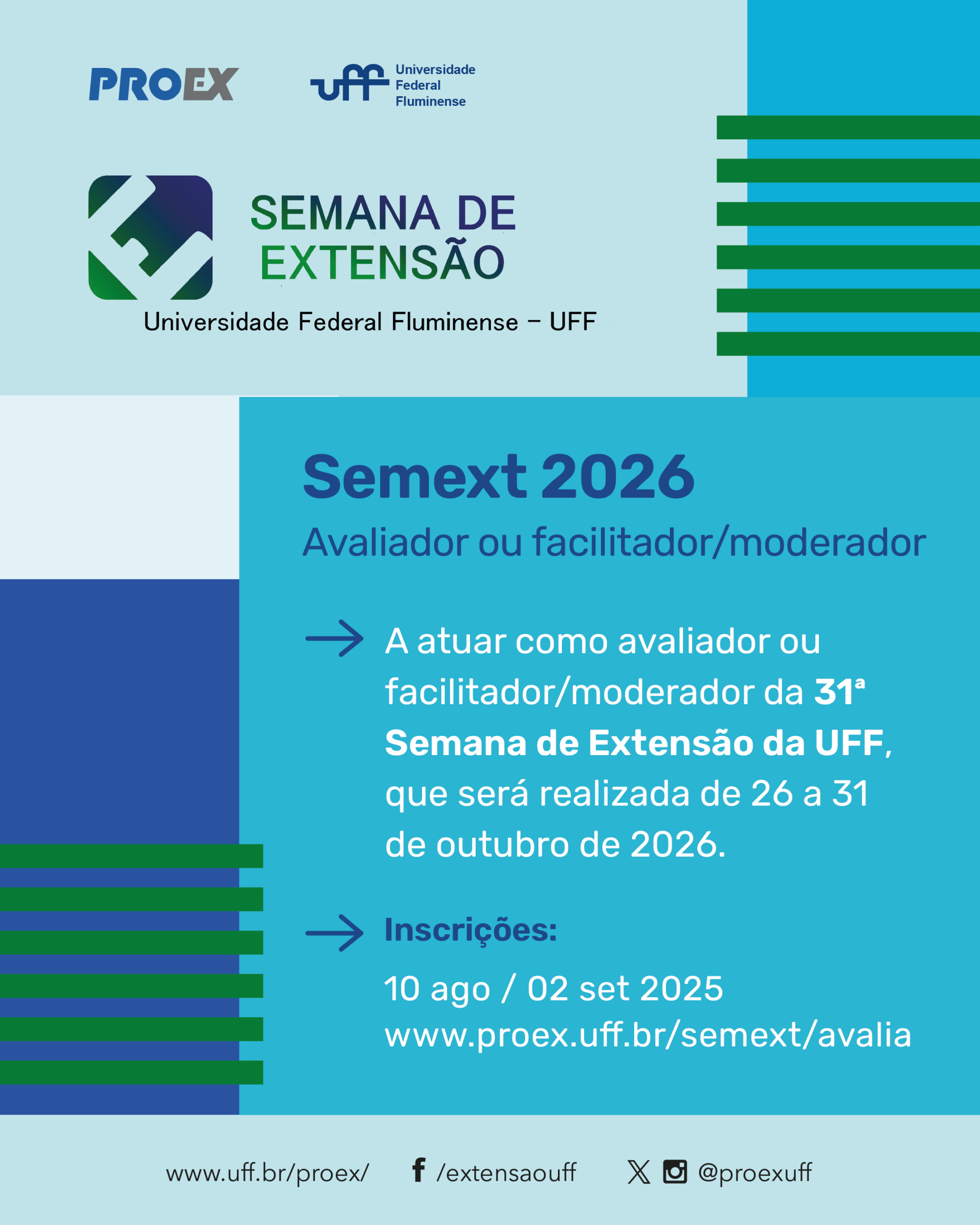 Inscrições SEMEXT avaliador 2026 – Seção de Comunicação Institucional PROEX _ UFF